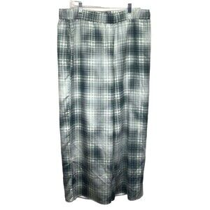 Alfani Wide Leg Pants XL Women's Green Plaid High Waist Stretch Waist New!
